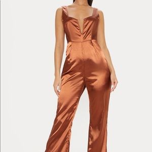 Satin rust jumpsuit